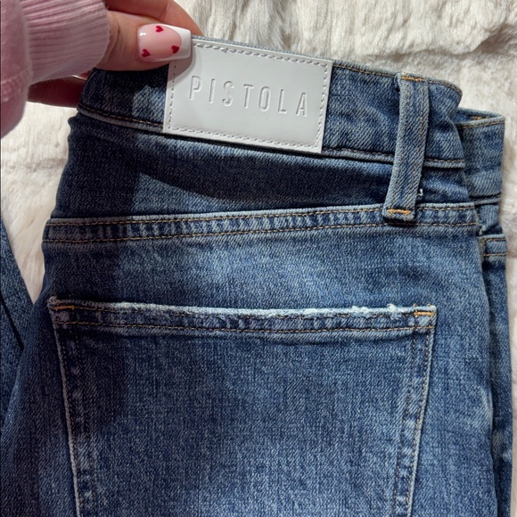 Pistola Colleen High Rise Split Hem Flare Jeans Size 30 Medium Wash LA Denim - Picture 3 of 5